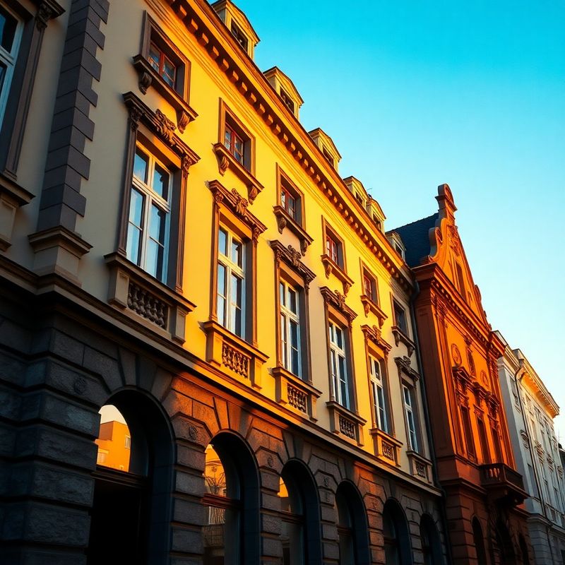 Fasáda hradecké budovy v podvečerním světle